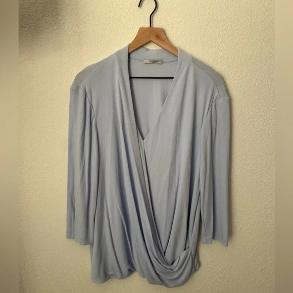 MM LAFLEUR New York The Beneuve TOP in Oxford Blue Drape Front - Picture 2 of 8